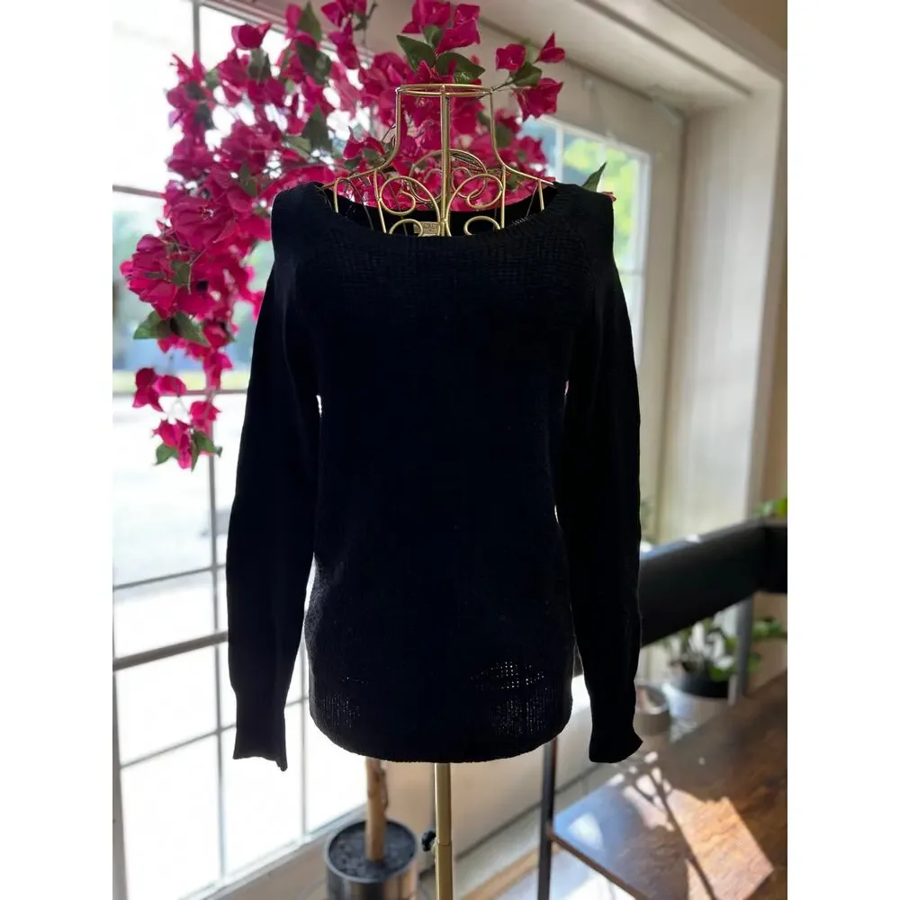 J. Crew Women's Black Waffle Style Sweater Size Small